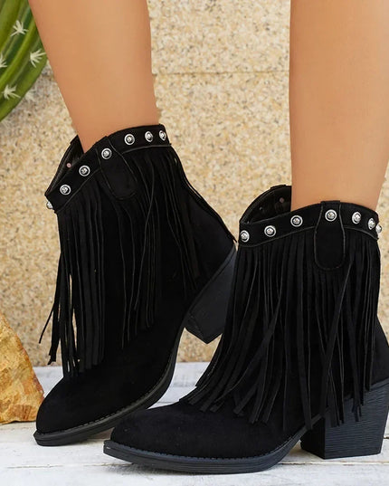 Calista | Women's Wide Calf Western Fringe Cowboy Boots - Brown - Image 9