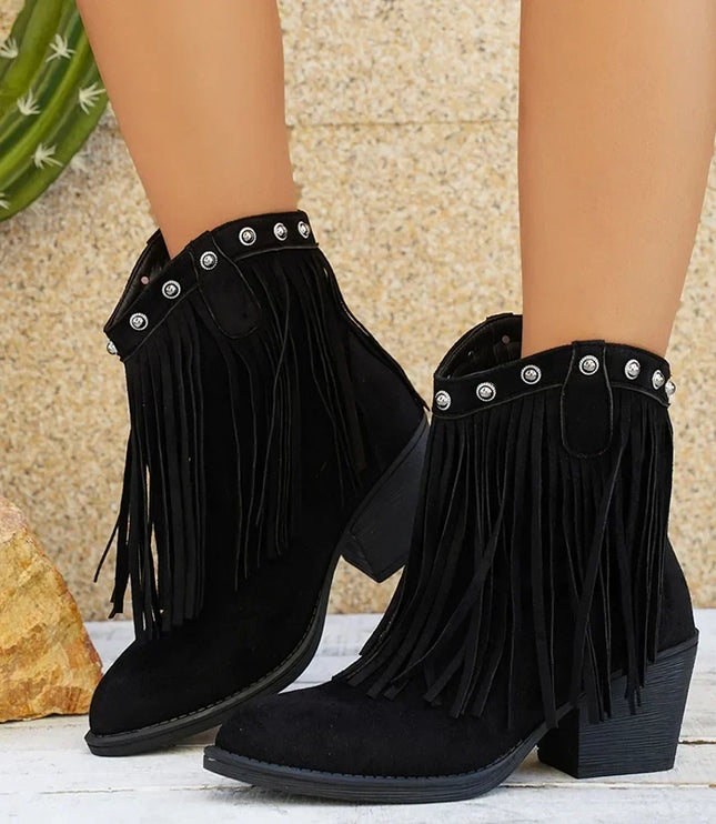 Calista | Women's Wide Calf Western Fringe Cowboy Boots - Brown - Image 9