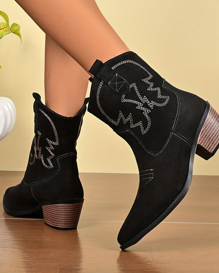 Blythe | Women's Wide Calf Western Cowboy Boots - Camel - Image 4