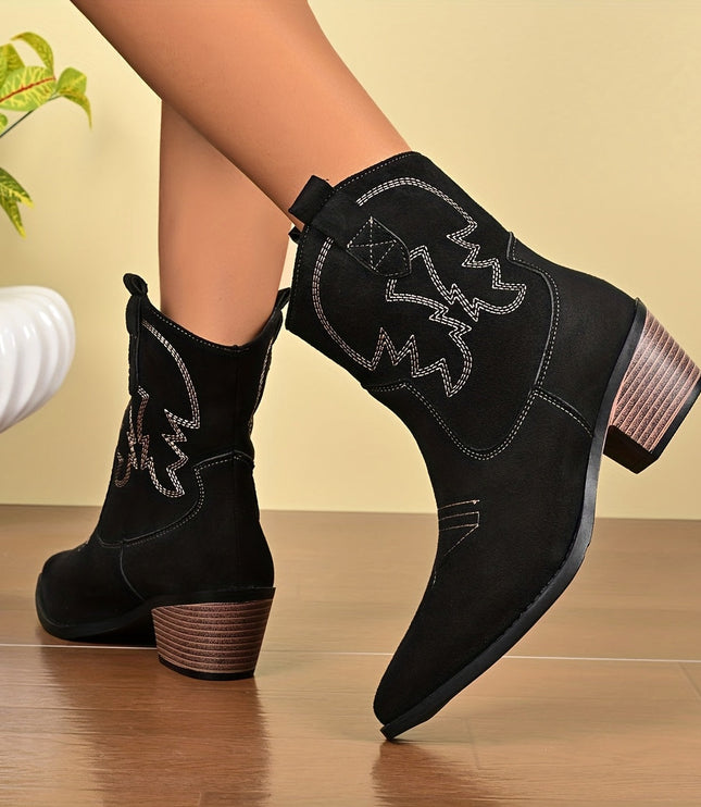 Blythe | Women's Wide Calf Western Cowboy Boots - Camel - Image 4
