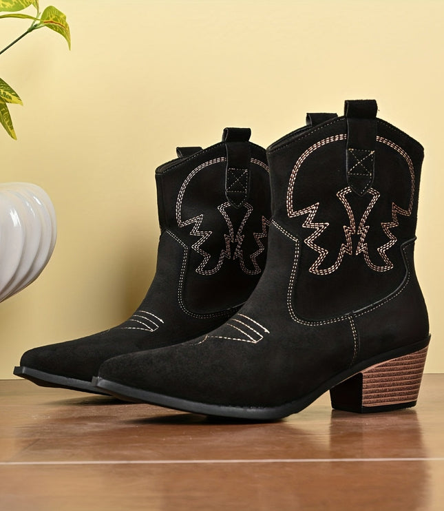 Blythe | Women's Wide Calf Western Cowboy Boots - Camel - Image 5