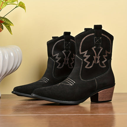 Blythe | Women's Wide Calf Western Cowboy Boots - Camel - Image 5
