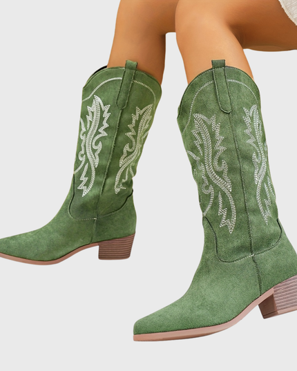 Brenley | Women's Wide Calf Western Cowboy Boots - Taupe - Image 4