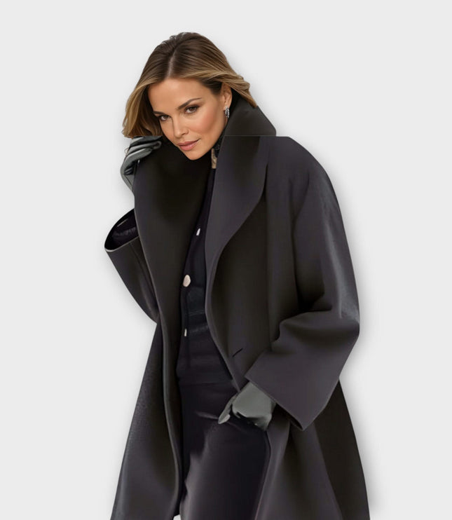 Women's Winter Jacket with Shawl Collar and Open Front