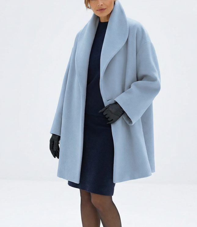 Women's Winter Jacket with Shawl Collar and Open Front