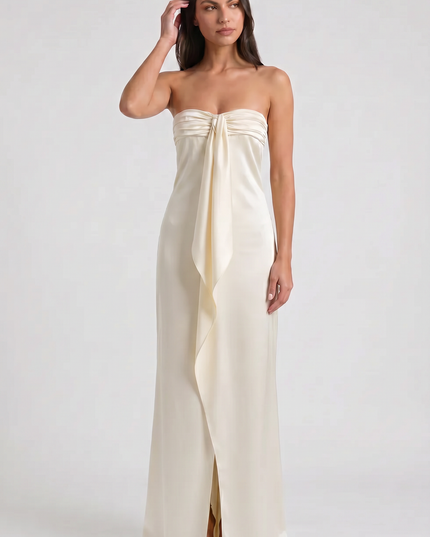 Vestido maxi floral amarillo de verano para invitada de boda mujer