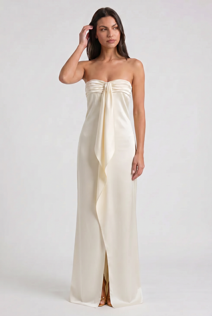 Vestido maxi floral amarillo de verano para invitada de boda mujer