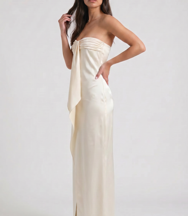 Vestido maxi floral amarillo de verano para invitada de boda mujer
