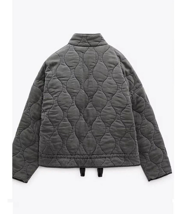 Women's Zip-Up Curved-Stitch Short Quilted Jacket